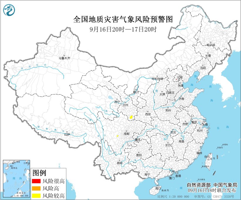 四川甘肃局部地区发生地质灾害的气象风险较高